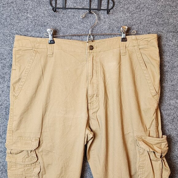 Wrangler Men Stretch Taper Leg Regular Fit Cargo Pants 38x30 Multi-Pockets Beige - Picture 2 of 13